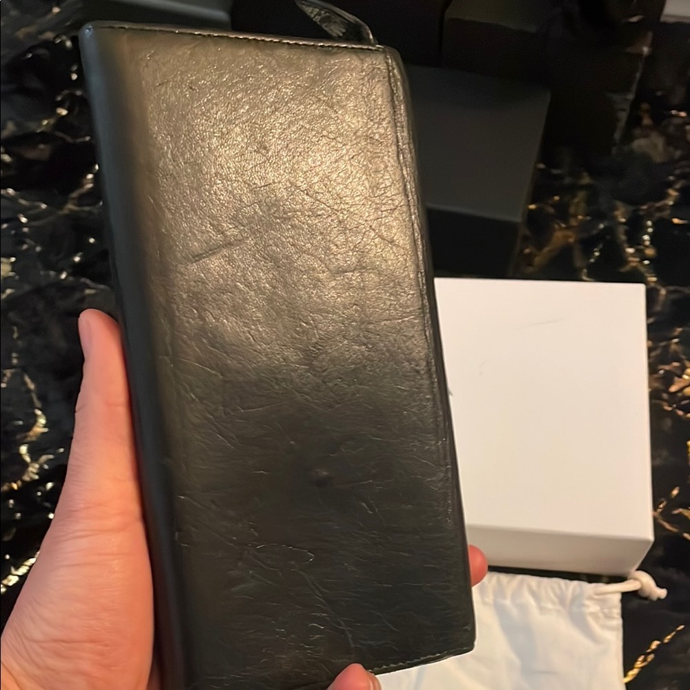 Balenciaga Black Leather Clutch with Gold Accents - Picture 5 of 11